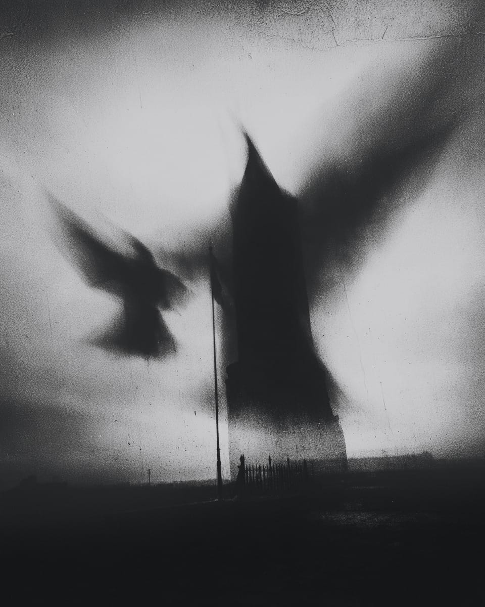 Grainy black-and-white image