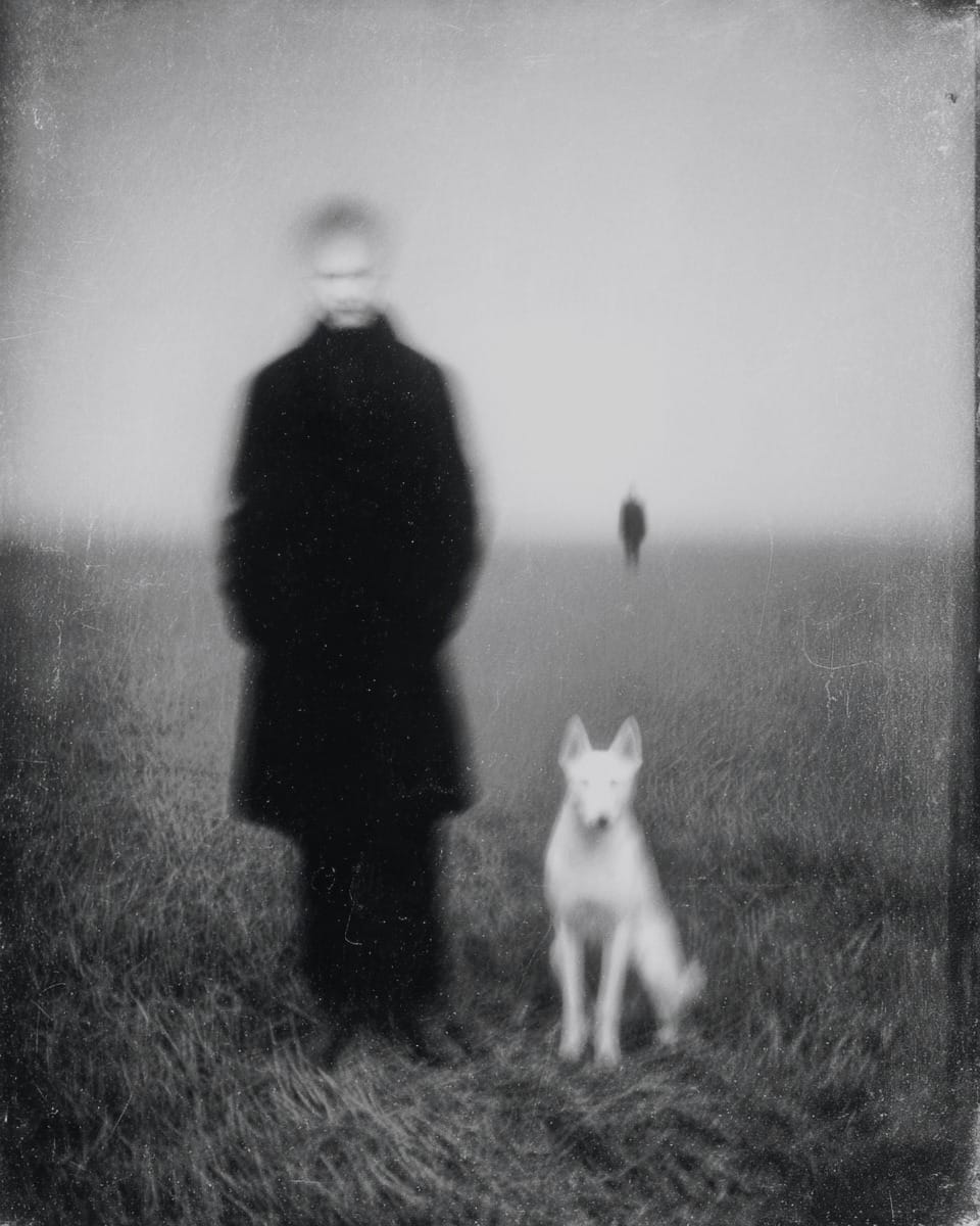 Grainy black-and-white image