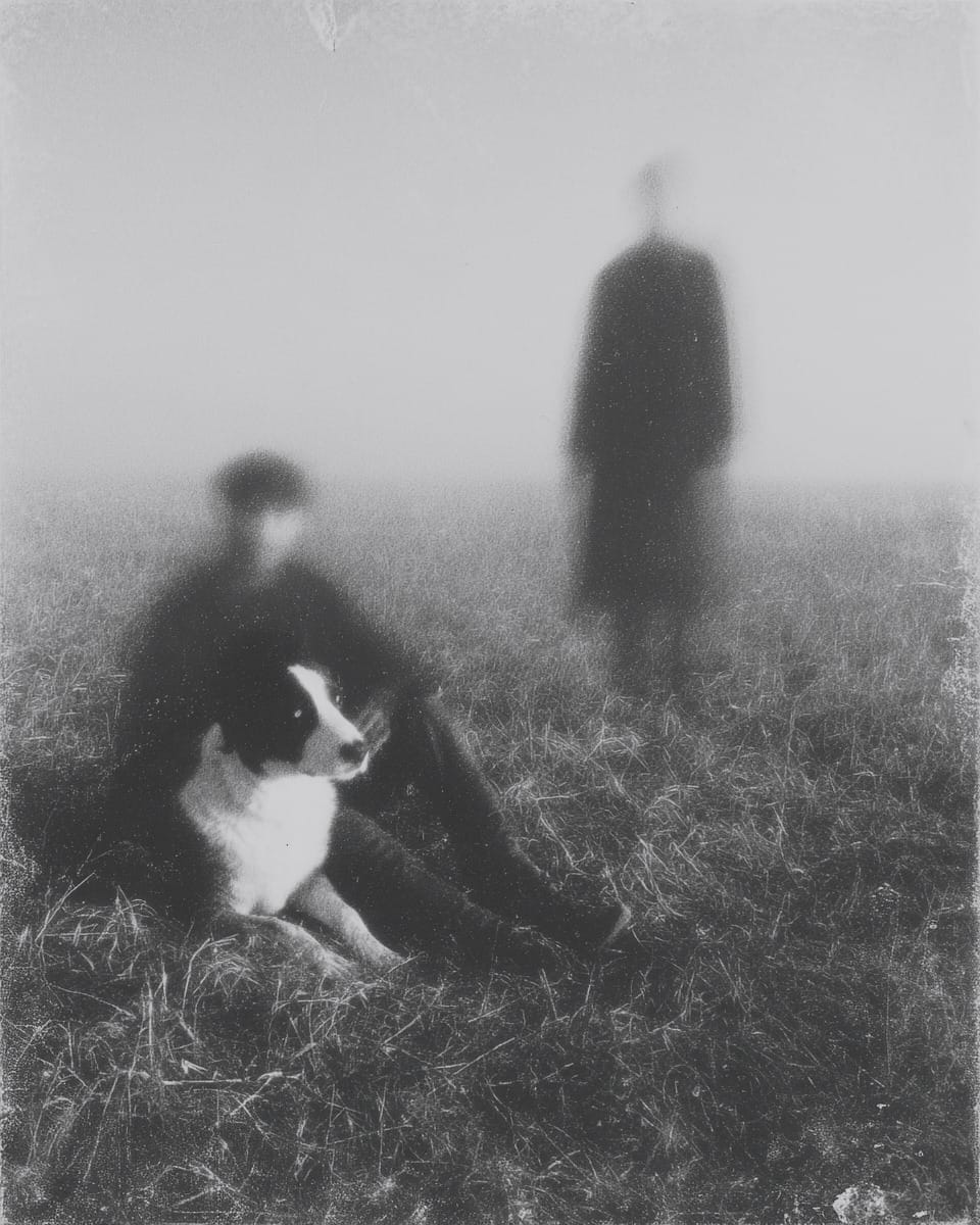 Grainy black-and-white image