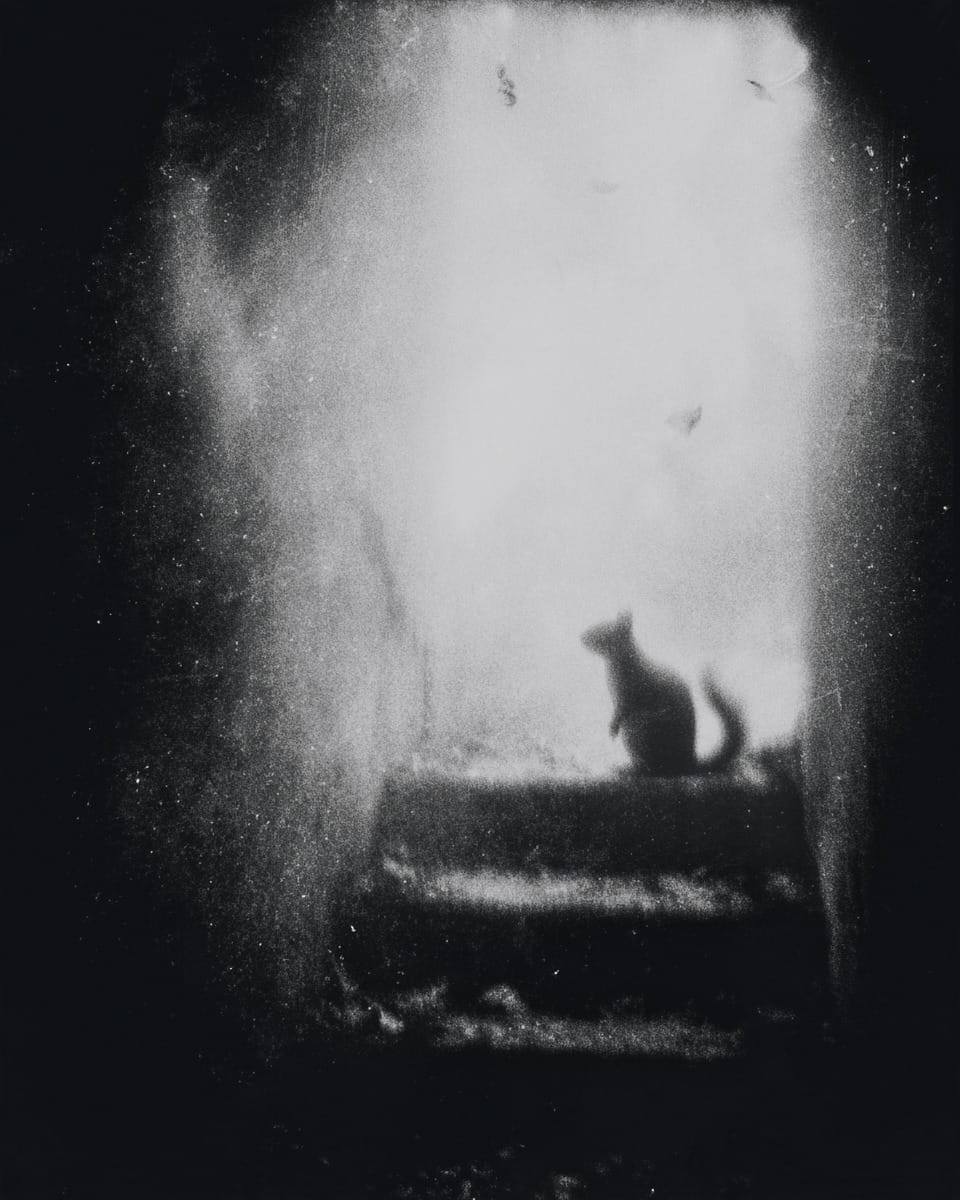 Grainy black-and-white image