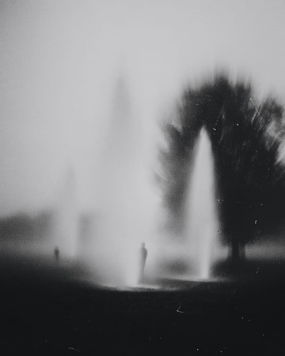 Grainy black-and-white image
