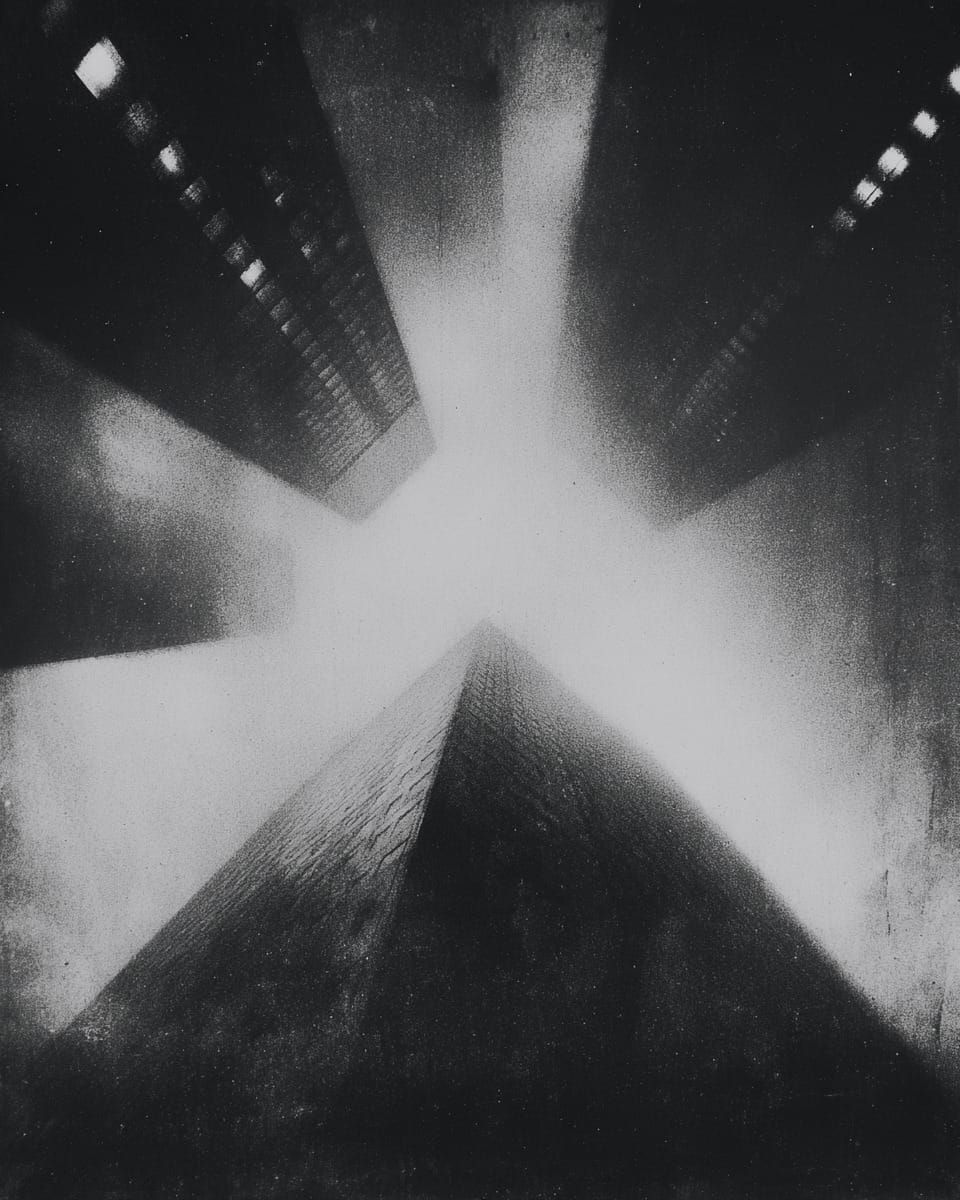 Grainy black-and-white image