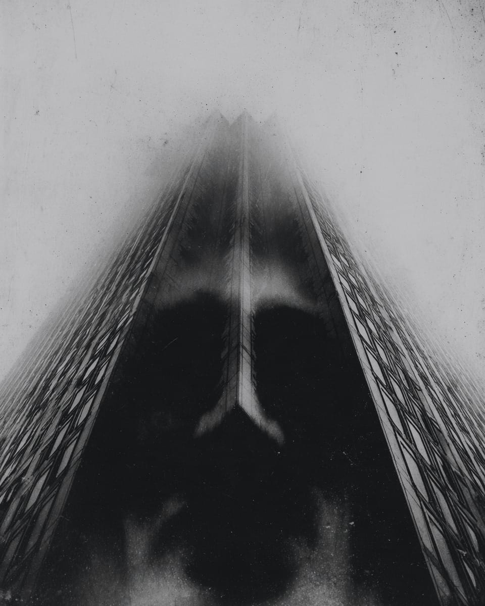 Grainy black-and-white image