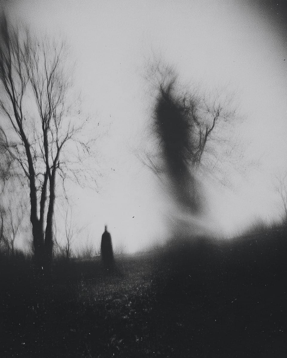 Grainy black-and-white image