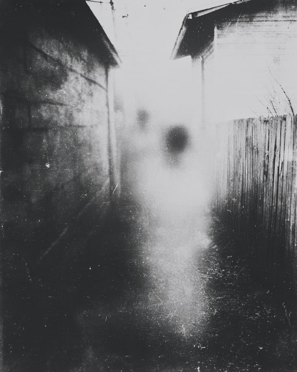 Grainy black-and-white image