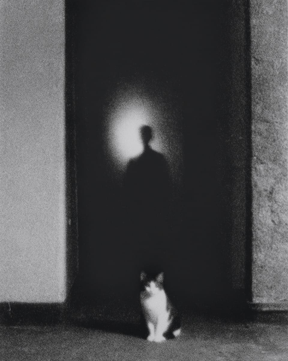 Grainy black-and-white image
