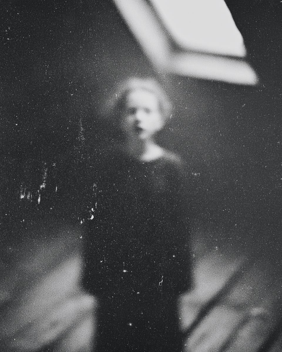 Grainy black-and-white image