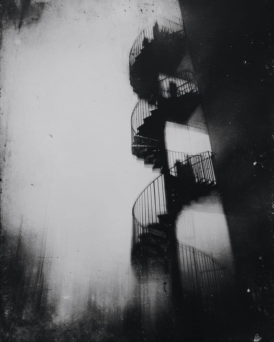 Grainy black-and-white image
