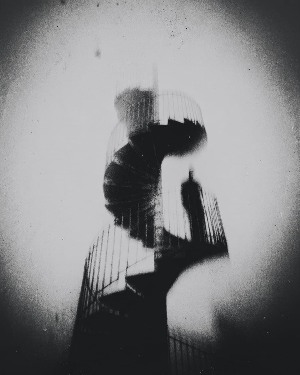 Grainy black-and-white image