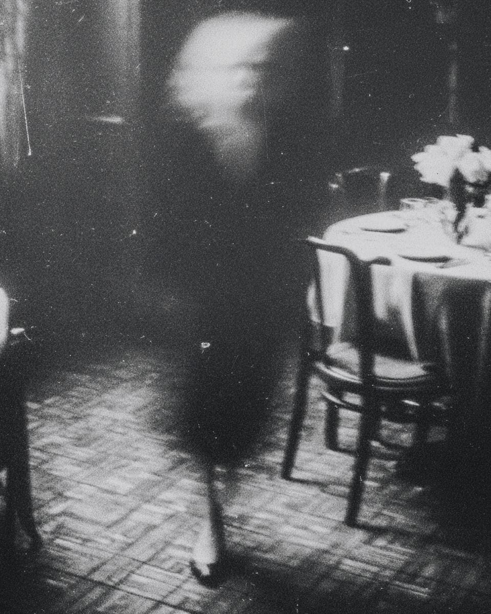 Grainy black-and-white image