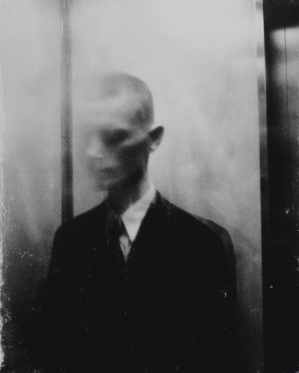 Grainy black-and-white image