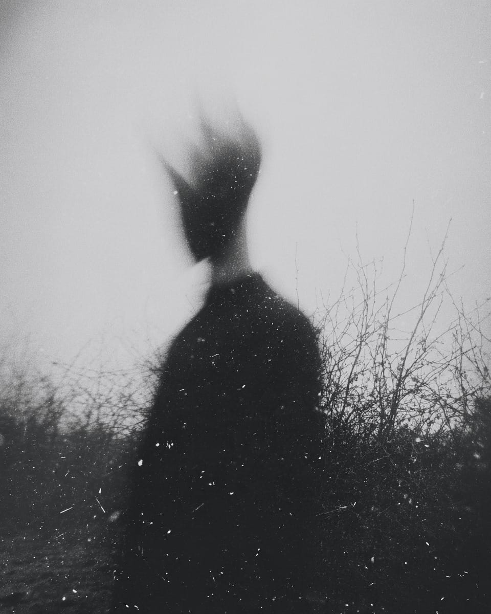 Grainy black-and-white image