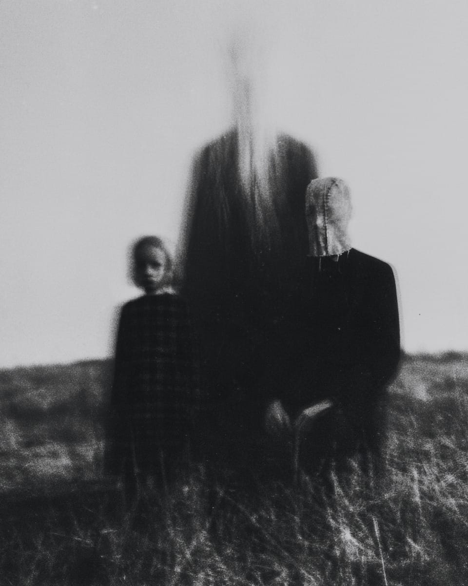 Grainy black-and-white image