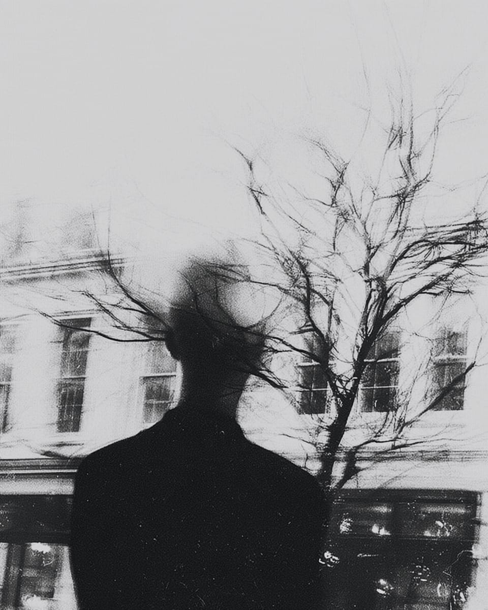 Grainy black-and-white image