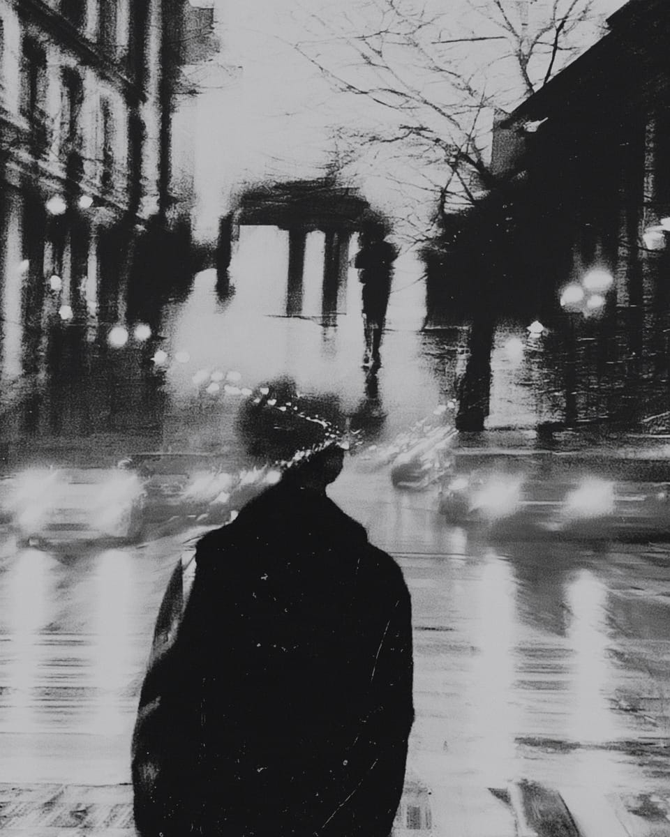 Grainy black-and-white image