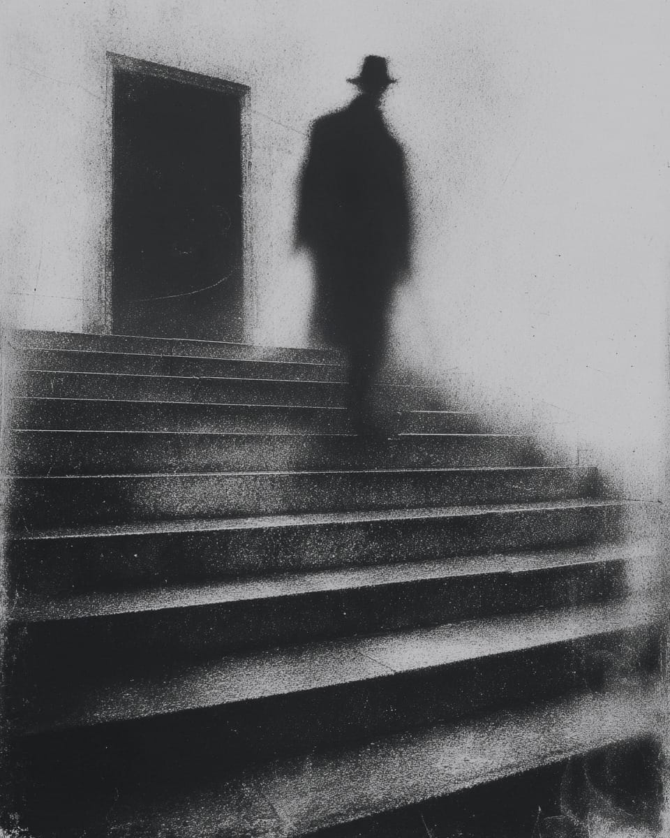 Grainy black-and-white image