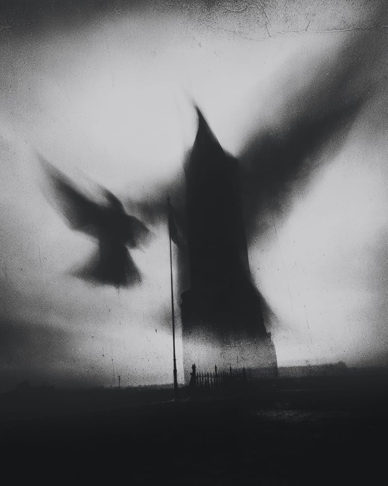 Grainy black-and-white image