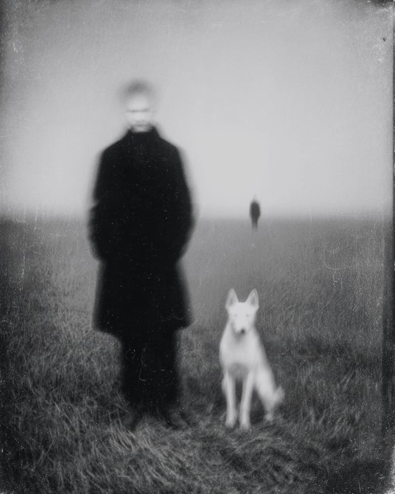 Grainy black-and-white image