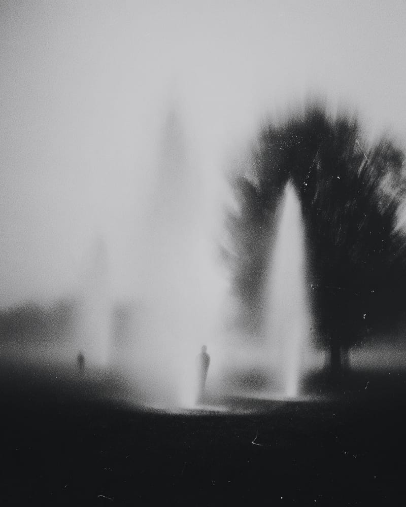 Grainy black-and-white image