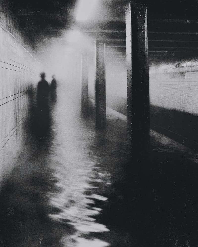 Grainy black-and-white image