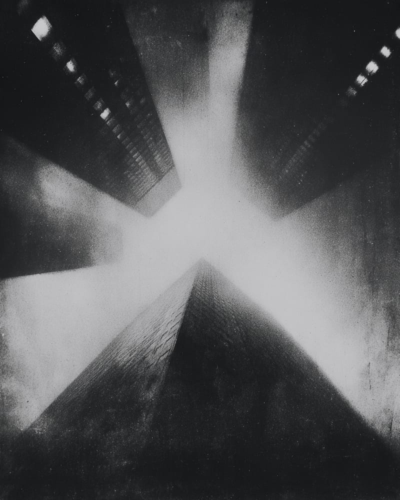 Grainy black-and-white image