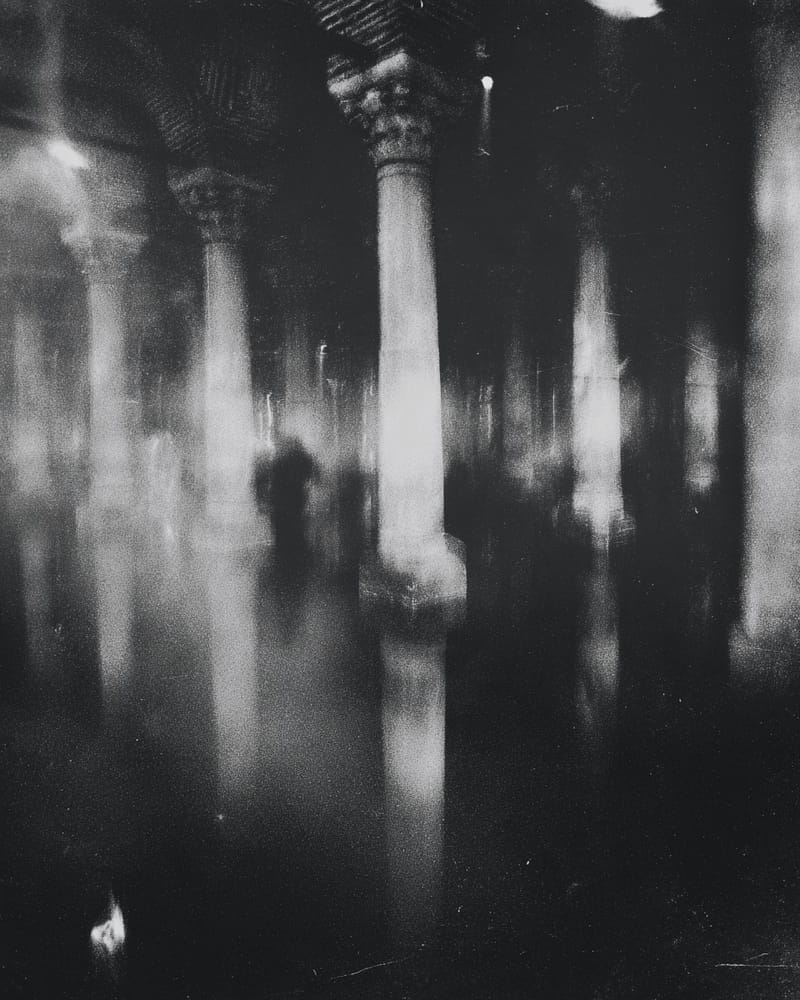 Grainy black-and-white image