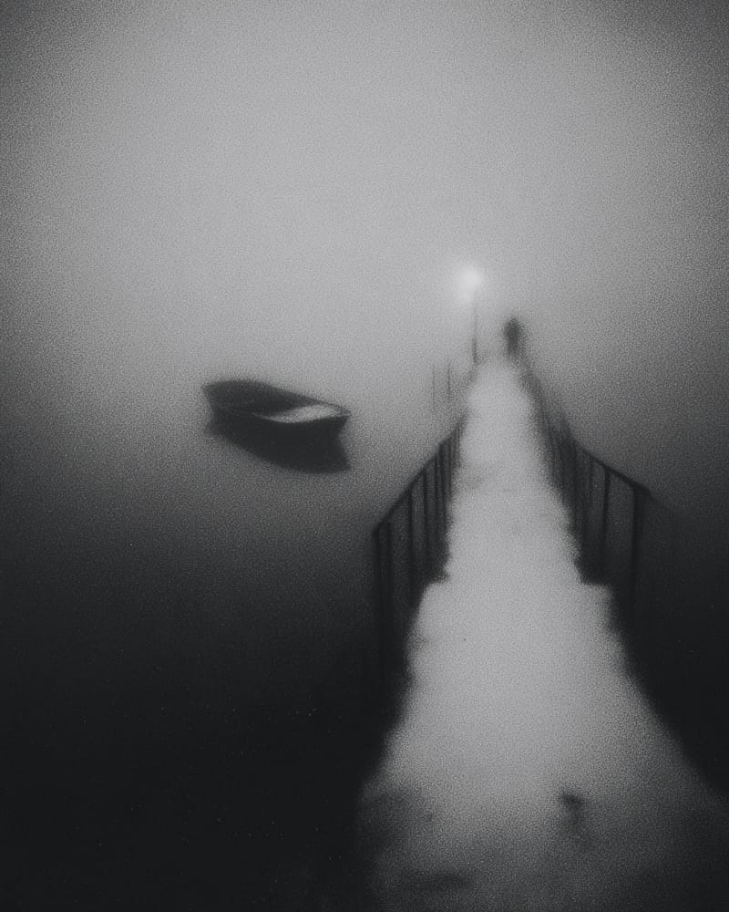 Grainy black-and-white image