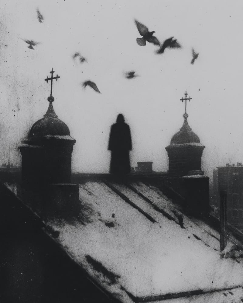 Grainy black-and-white image
