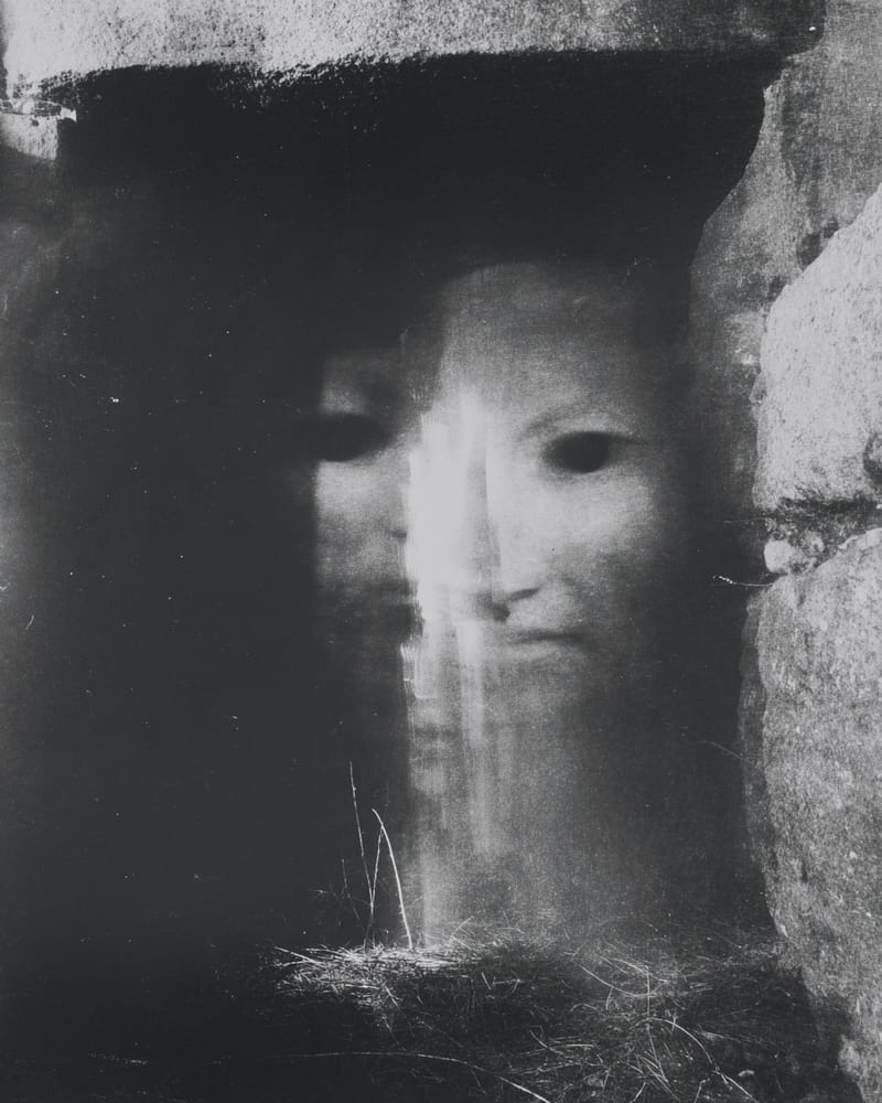 Grainy black-and-white image
