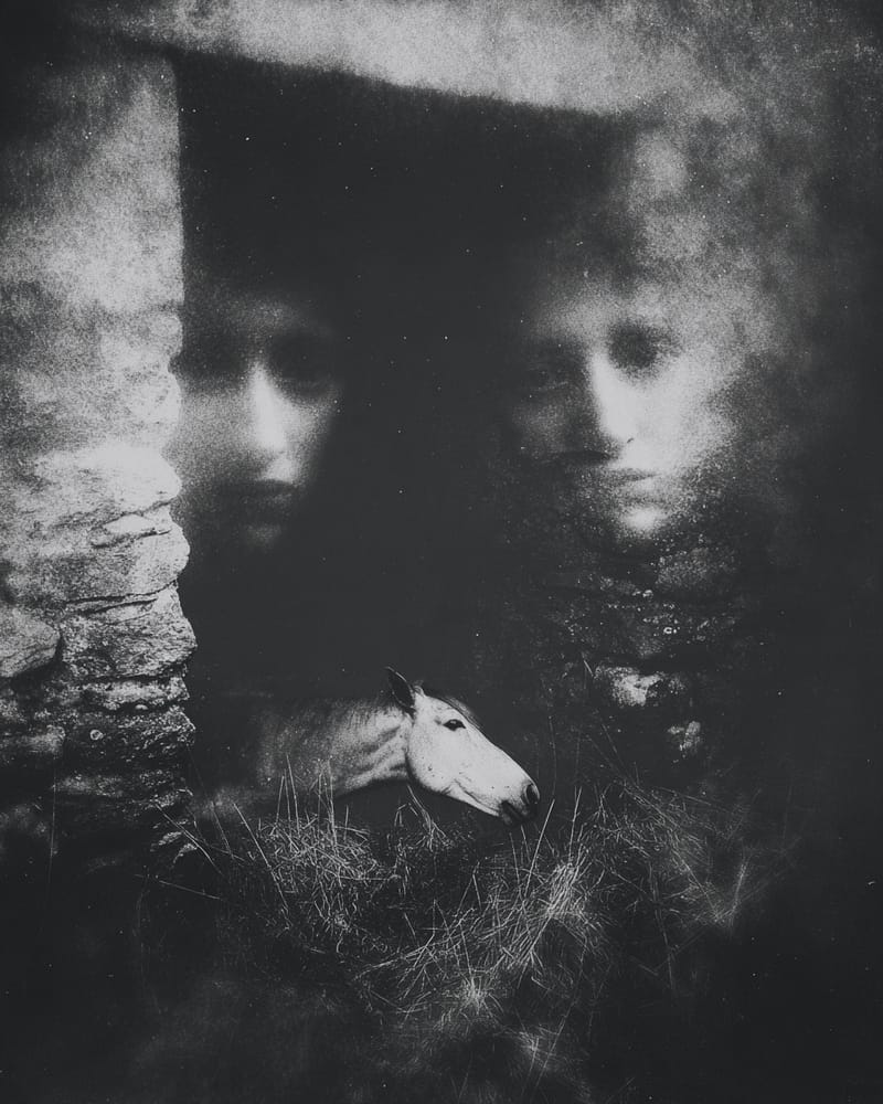 Grainy black-and-white image
