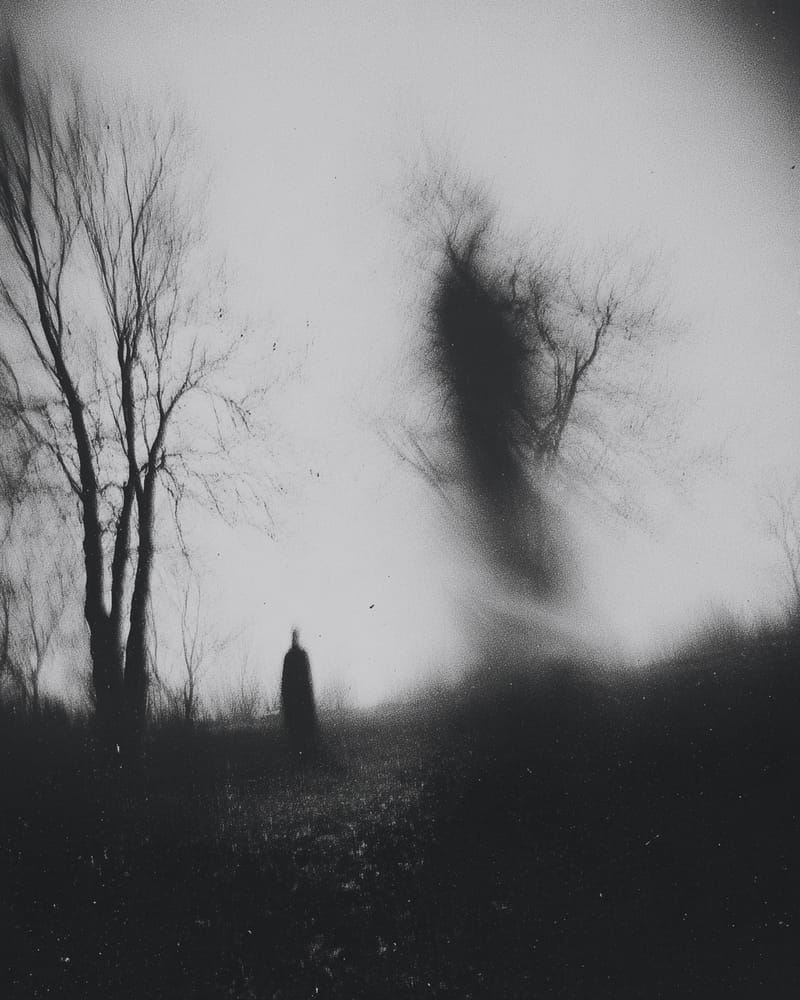 Grainy black-and-white image