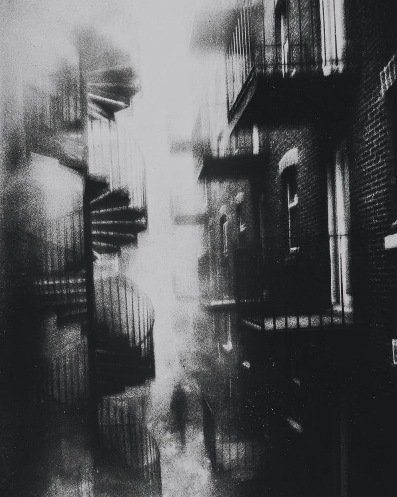 Grainy black-and-white image