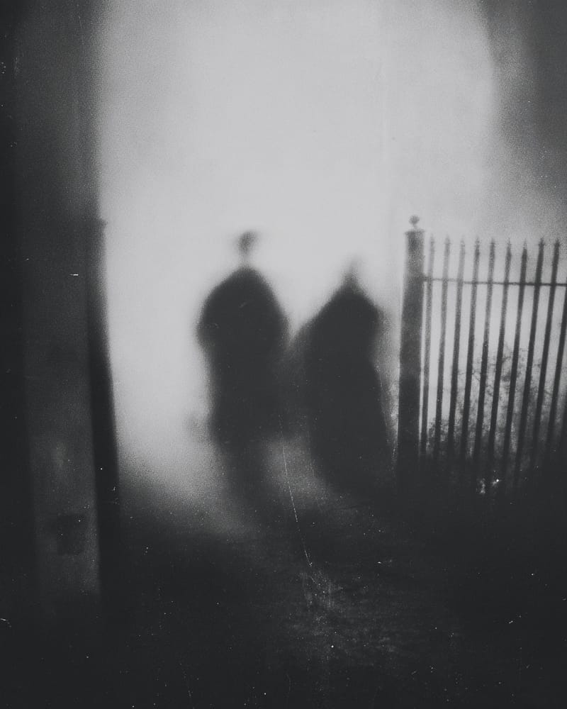 Grainy black-and-white image