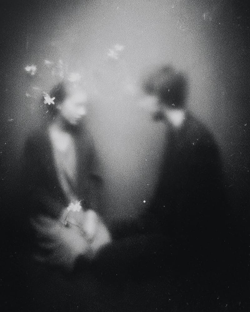 Grainy black-and-white image