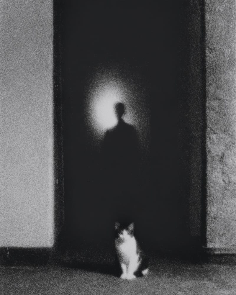 Grainy black-and-white image