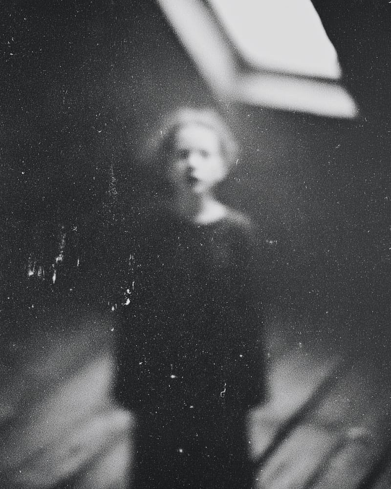 Grainy black-and-white image