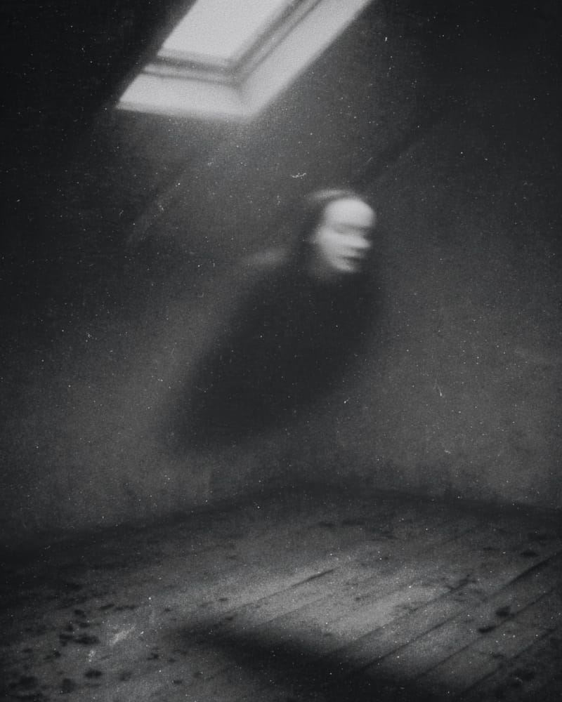 Grainy black-and-white image