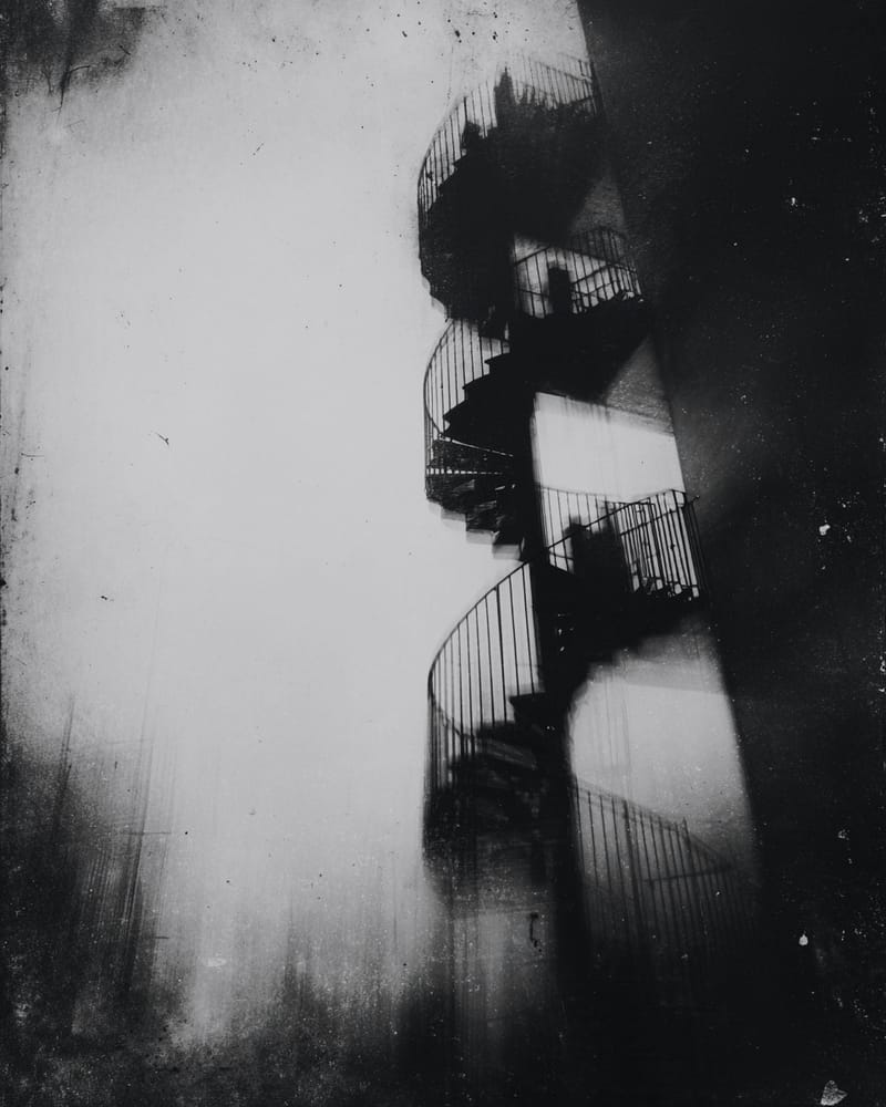 Grainy black-and-white image