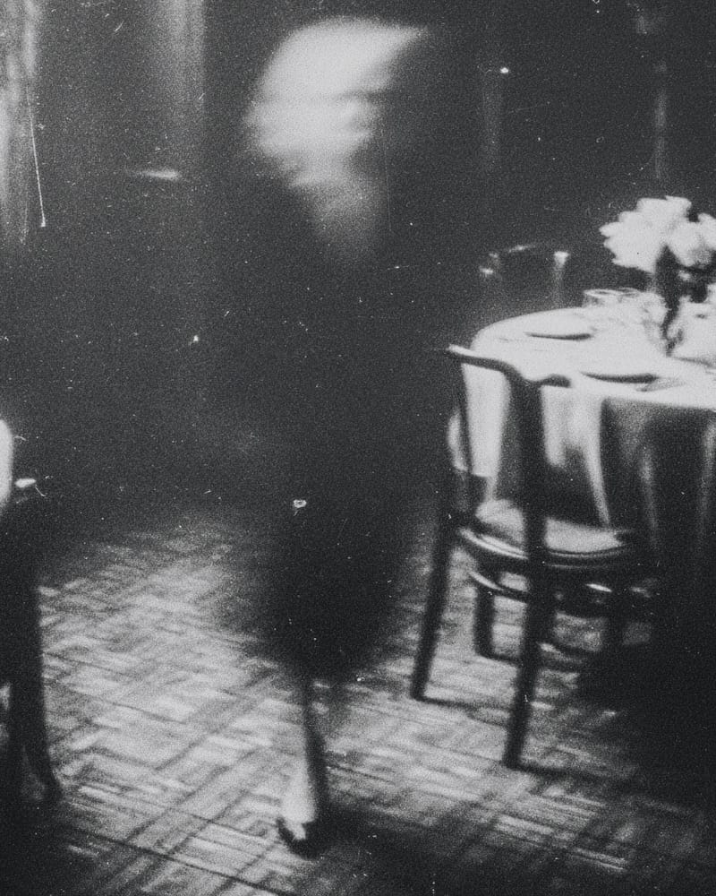 Grainy black-and-white image
