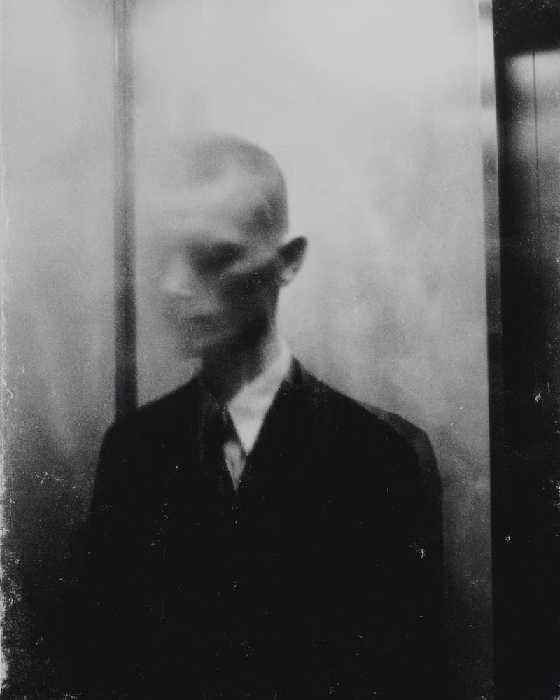 Grainy black-and-white image
