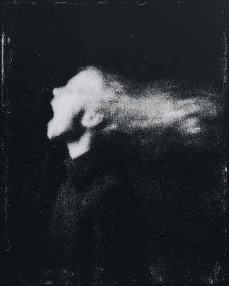 Grainy black-and-white image