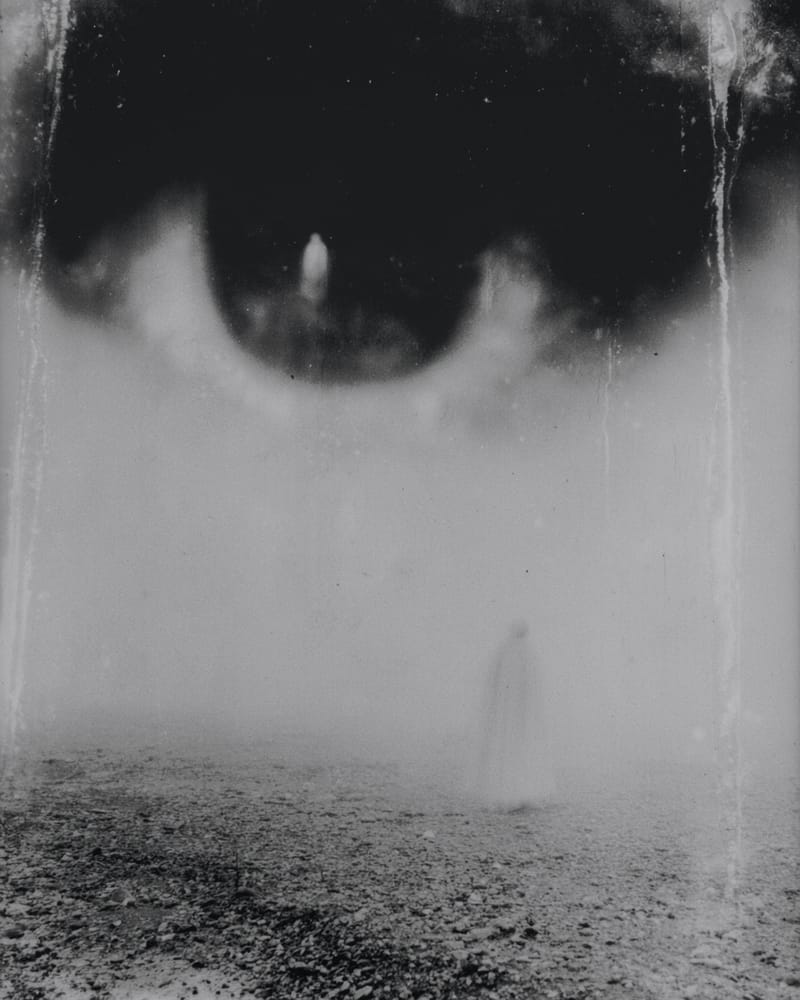 Grainy black-and-white image