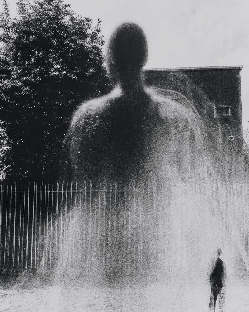 Grainy black-and-white image