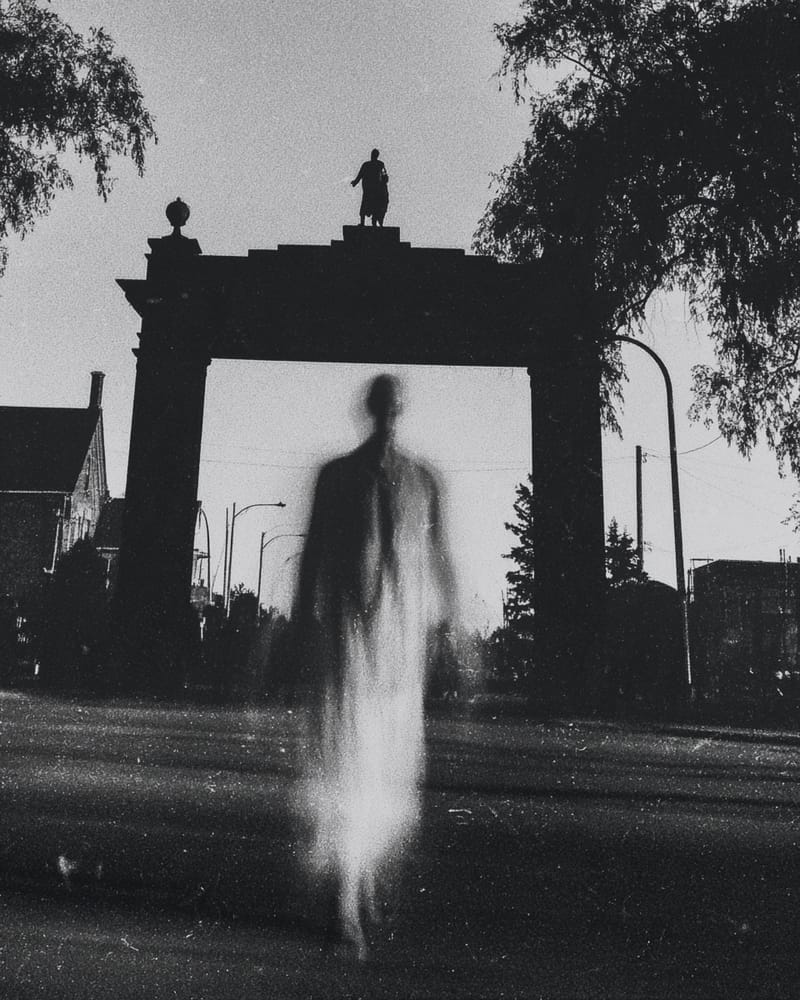 Grainy black-and-white image