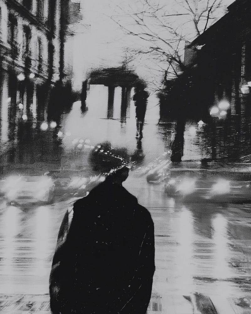 Grainy black-and-white image