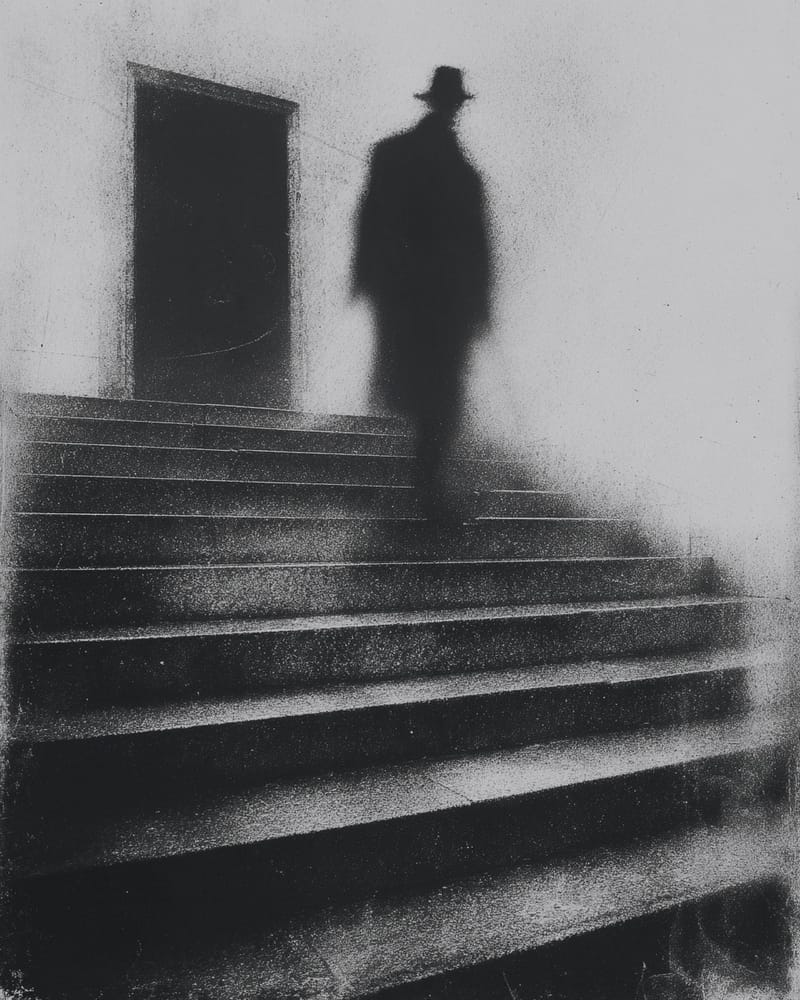 Grainy black-and-white image