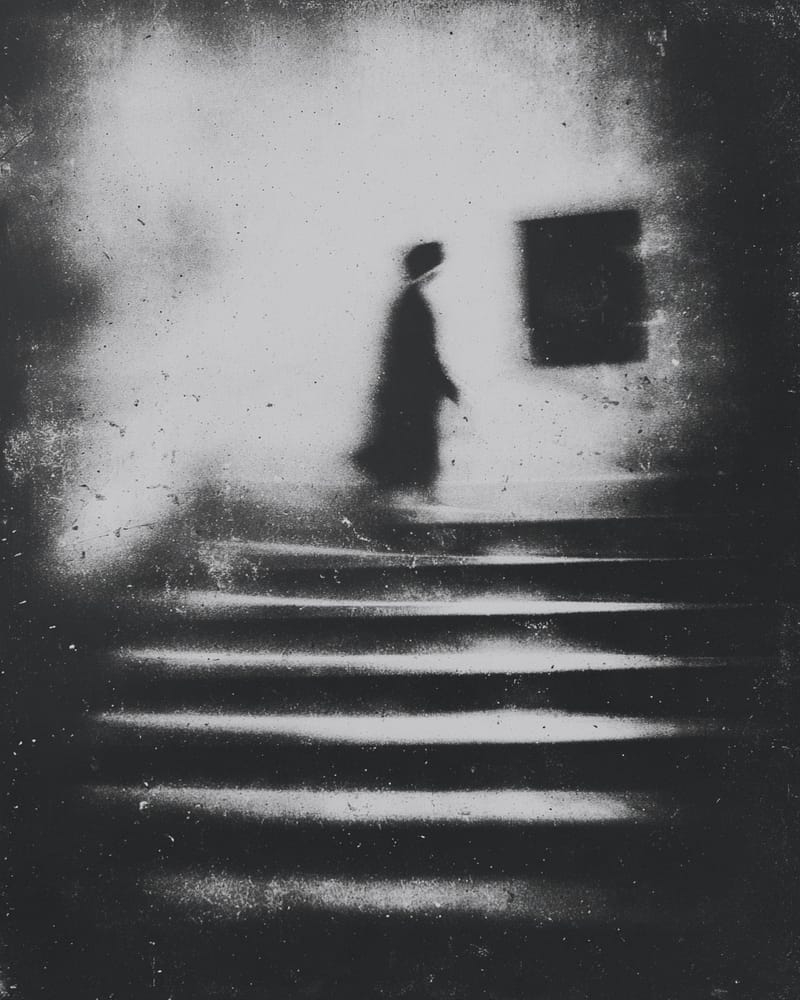 Grainy black-and-white image